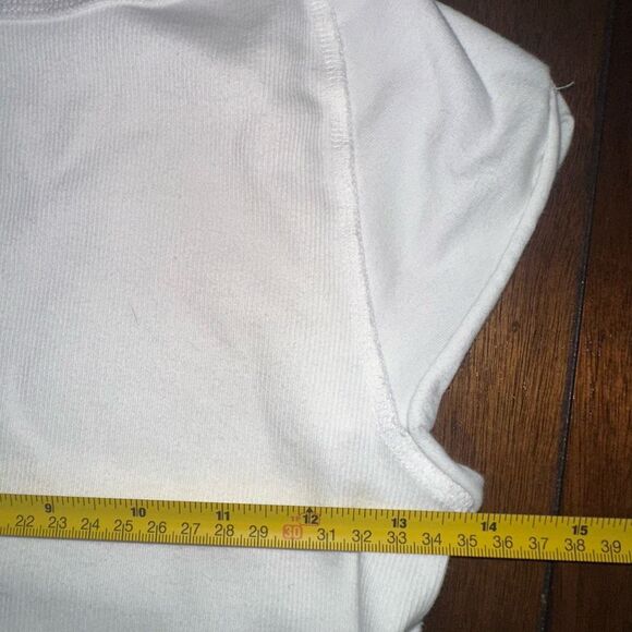 We The Free People Ever Had Tee White Ribbed Cotton Blend T-Shirt Womens Medium - Picture 9 of 10